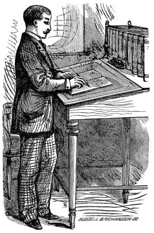 Illustration of a 19th Century clerk.